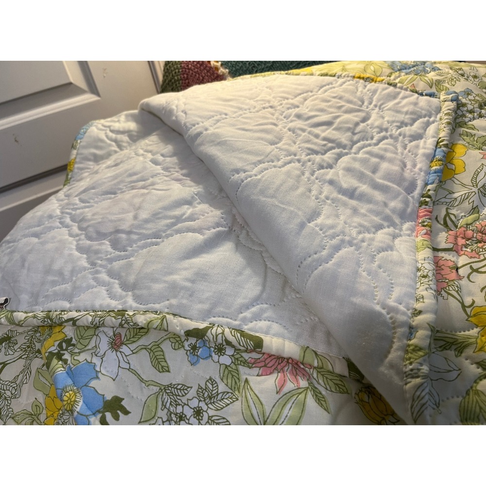 1970s Cannon Full Cotswold Floral Sunflower Cottage Coquette Quilted Bedspread - Picture 3 of 7